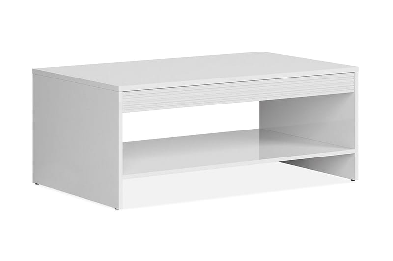 Soffbord Livron 110 cm med Förvaring Hylla - Vit - Soffbord