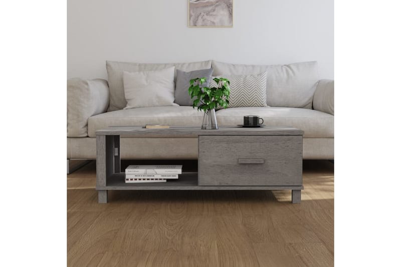 Soffbord ljusgrå 100x55x35 cm massiv furu - Grå - Soffbord
