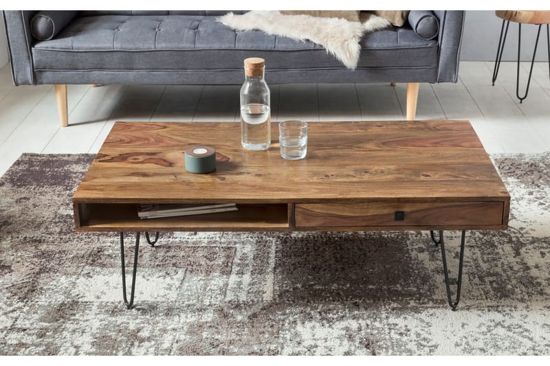 Soffbord Lochside 117 cm med Förvaring 2 Lådor + Hyllor - Soffbord