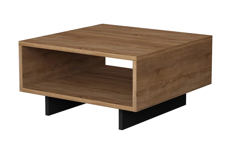 Soffbord Lutchan 60 cm med Förvaring Hylla - Ekfärg/Mörkgrå - Soffbord