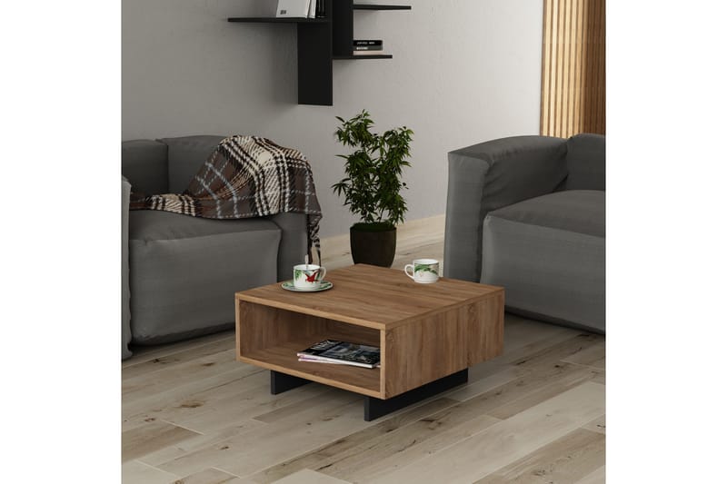Soffbord Lutchan 60 cm med Förvaring Hylla - Ekfärg/Mörkgrå - Möbler - Bord & matgrupp - Soffbord
