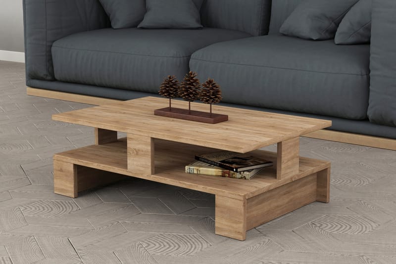 Soffbord Lutchan 80 cm med Förvaring Hylla - Ekfärg - Möbler - Bord & matgrupp - Soffbord