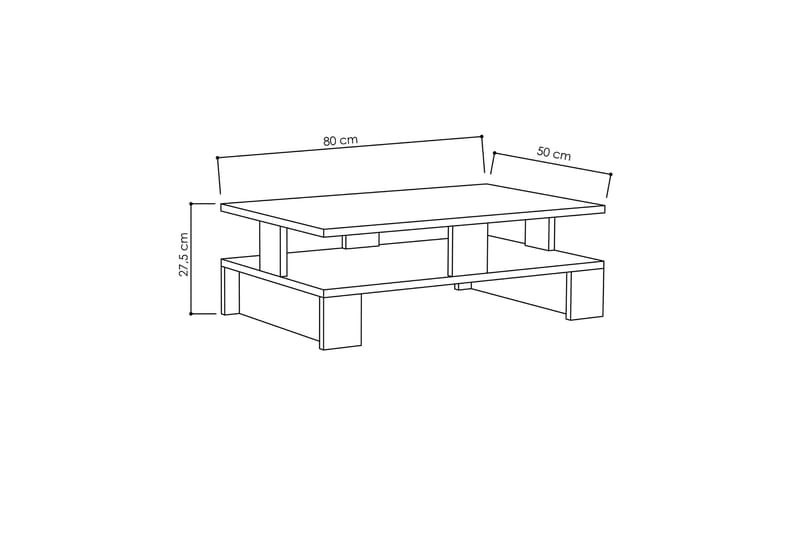 Soffbord Lutchan 80 cm med Förvaring Hylla - Ekfärg - Soffbord