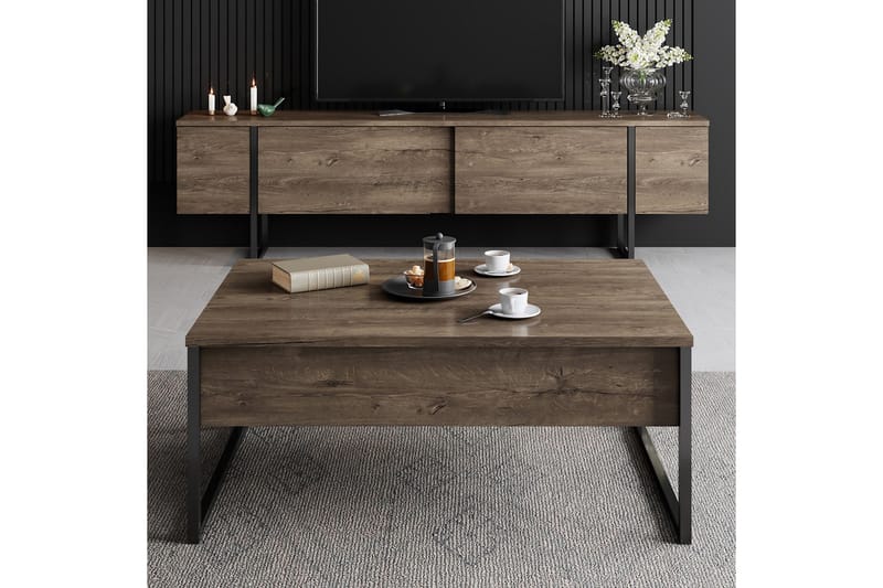 Soffbord Luxe 90x40 cm Brun/Svart - Hanah Home - Möbler - Bord & matgrupp - Soffbord