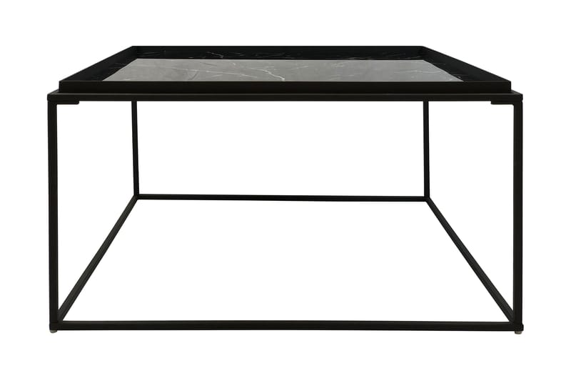 Soffbord Lyness 80 cm Marmormönster Kvadratisk - Svart - Marmorbord - Soffbord