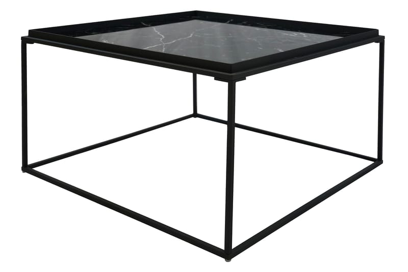 Soffbord Lyness 80 cm Marmormönster Kvadratisk - Svart - Möbler - Bord & matgrupp - Soffbord