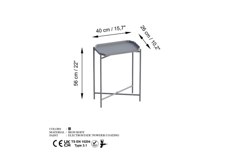 Soffbord Mamta 26 cm - Grå - Soffbord