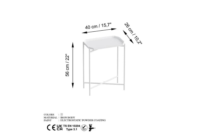 Soffbord Mamta 26 cm - Vit - Möbler - Bord & matgrupp - Soffbord
