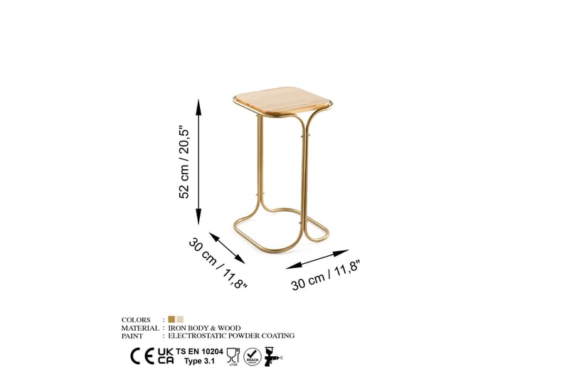 Soffbord Mamta 30 cm - Guld/Natural - Möbler - Bord & matgrupp - Soffbord
