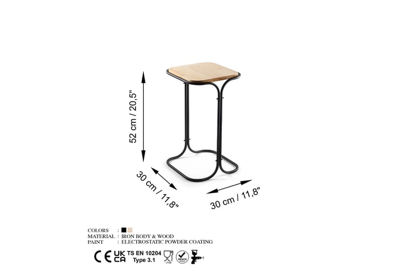 Soffbord Mamta 30 cm - Svart/Natural - Möbler - Bord & matgrupp - Soffbord