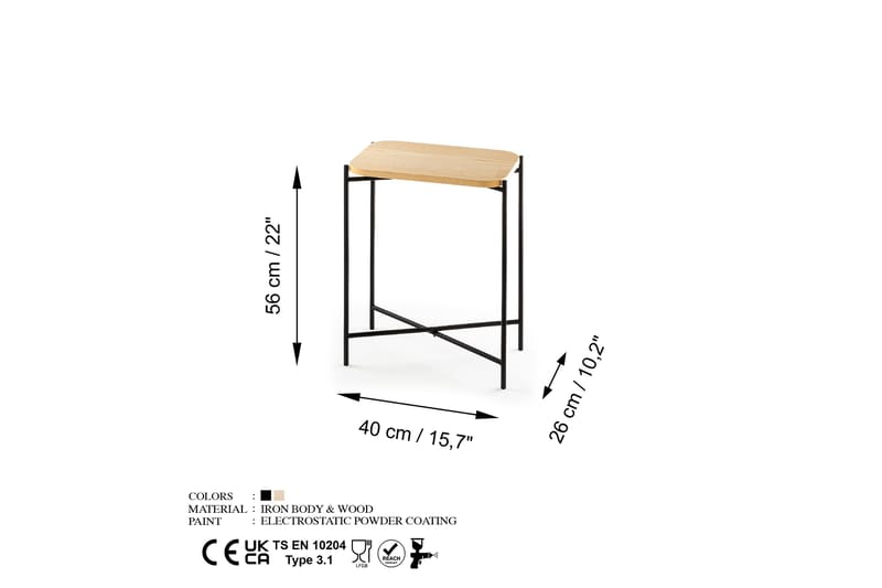 Soffbord Mamta 40 cm - Svart/Natural - Soffbord