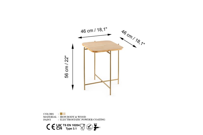 Soffbord Mamta 46 cm - Guld/Natural - Möbler - Bord & matgrupp - Soffbord