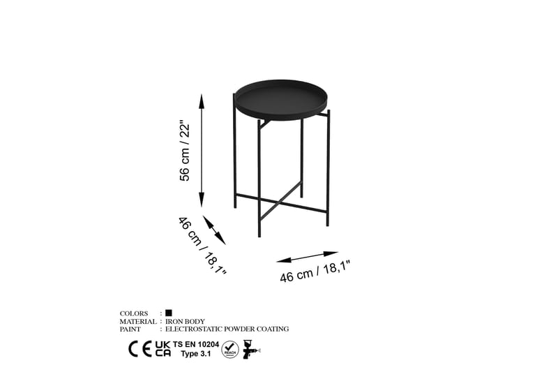 Soffbord Mamta 46 cm - Svart - Soffbord