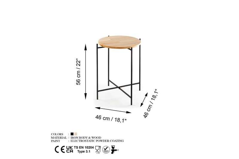 Soffbord Mamta 46 cm - Svart/Natural - Soffbord