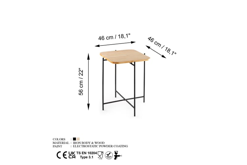 Soffbord Mamta 46 cm - Svart/Natural - Soffbord