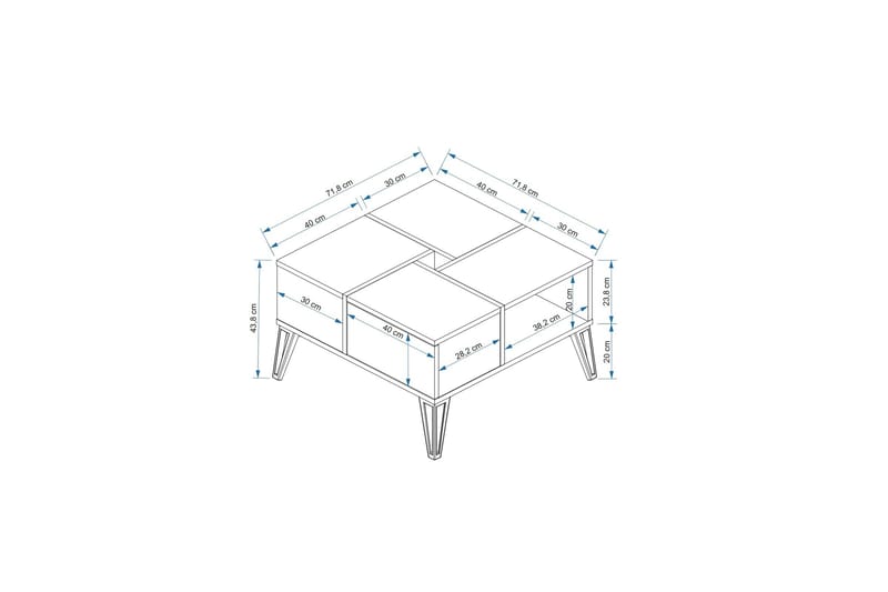 Soffbord Masaaki 71,8 cm - Svart/Vit - Soffbord