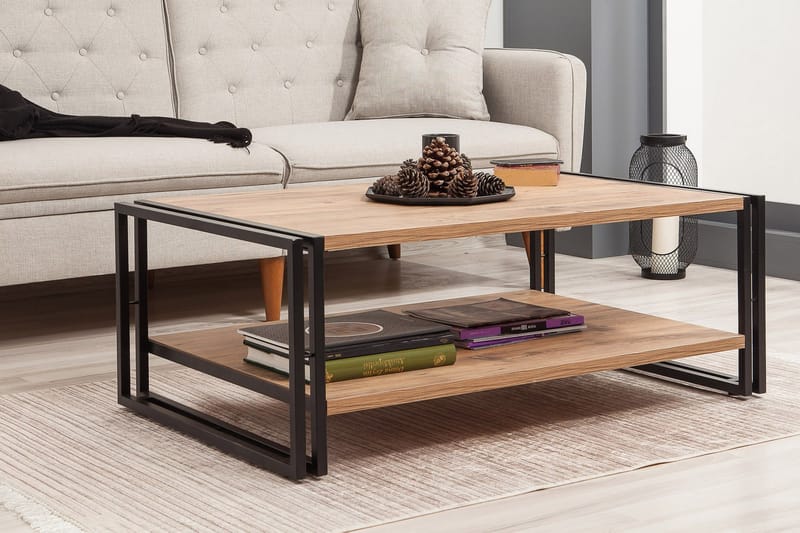 Soffbord Masako 110 cm med Förvaring Hylla - Trä/Svart - Möbler - Bord & matgrupp - Soffbord