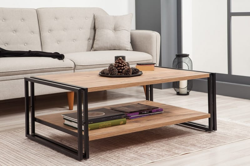 Soffbord Masako 110 cm med Förvaring Hylla - Trä/Svart - Möbler - Bord & matgrupp - Soffbord