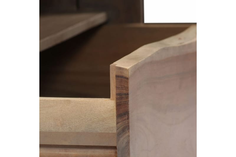 Soffbord massivt akaciaträ levande kant 90x50x40 cm grå - Grå - Soffbord