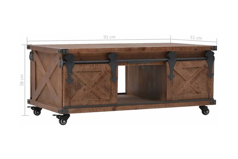 Soffbord massivt granträ 91x51x38 cm brun - Brun - Soffbord