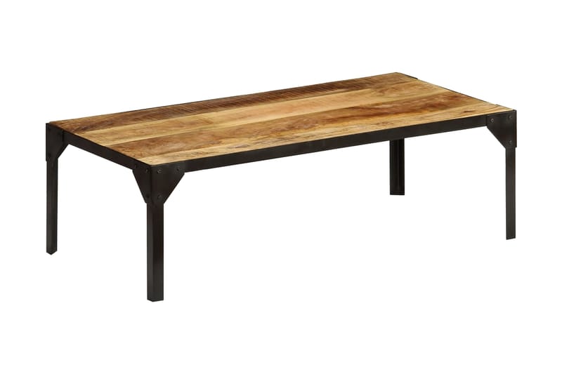 Soffbord massivt grovt mangoträ och stål 110 cm - Brun - Soffbord