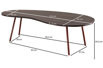 Soffbord Mayou 122 cm Njurformat - Massivt Trä/Mörkgrå/Koppar - Möbler - Bord & matgrupp - Soffbord