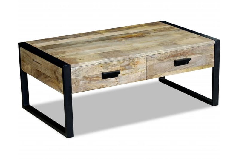 Soffbord med 2 lådor massivt mangoträ 100x60x40 cm - Brun - Soffbord