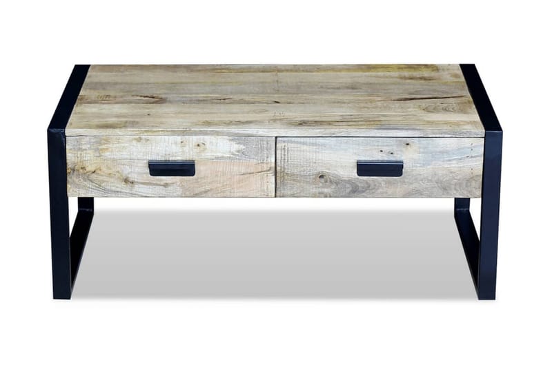 Soffbord med 2 lådor massivt mangoträ 100x60x40 cm - Brun - Soffbord