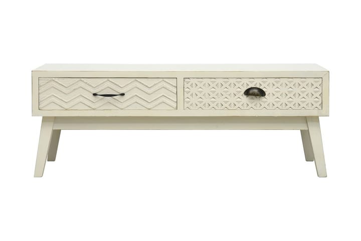 Soffbord med 2 lådor sniderier grå 110x50x40 cm trä - Grå - Soffbord