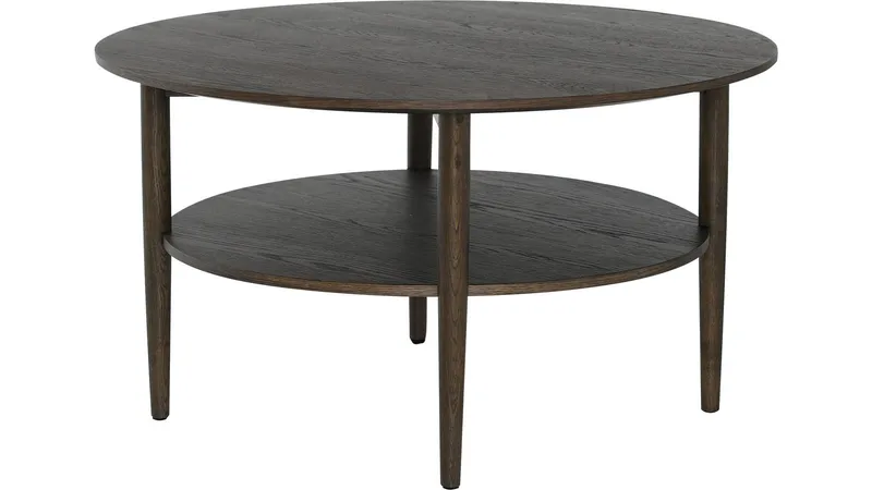 Soffbord Ravik med Hylla Ø90 cm, Brun
