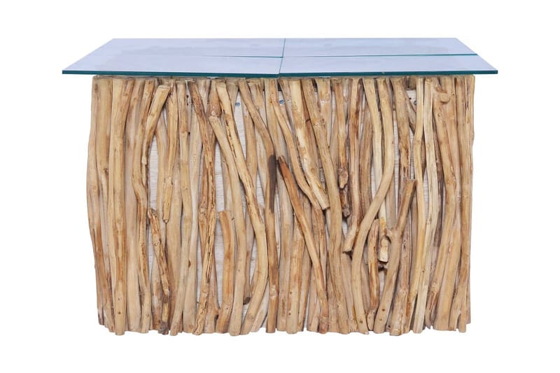Soffbord med glasskiva 66x66x40 cm massiv teak - Soffbord