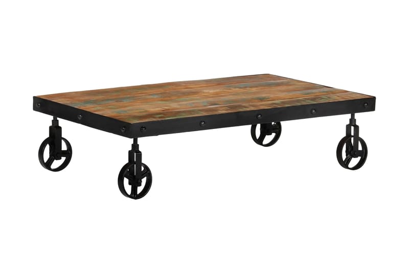 Soffbord med hjul 100x60x26 massivt återvunnet trä - Brun - Soffbord
