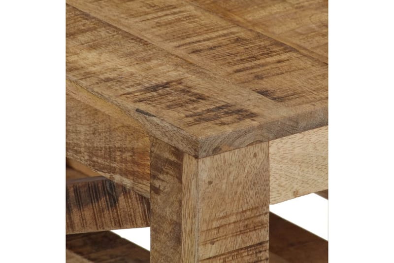 Soffbord med hjul massivt mangoträ 110x50x37 cm - Brun - Soffbord