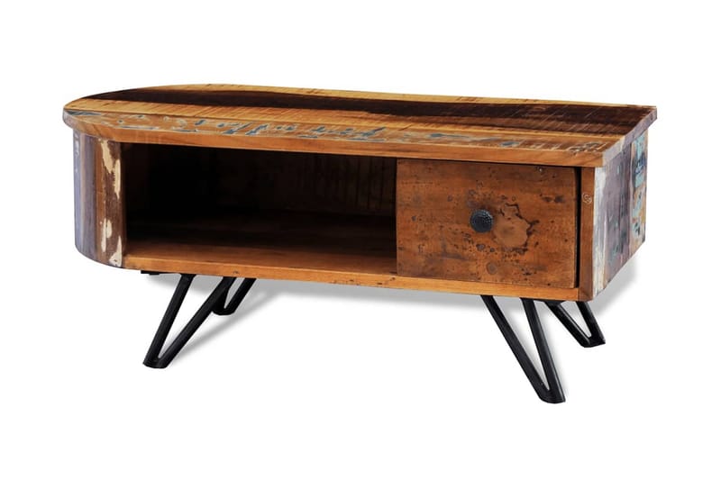 Soffbord med järnben massivt återvunnet trä - Brun - Soffbord