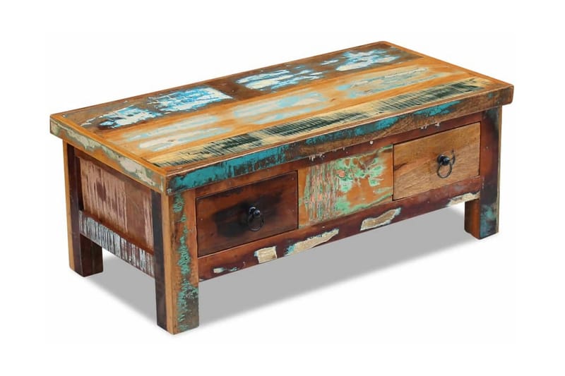 Soffbord med lådor massivt återvunnet trä 90x45x35 cm - Brun - Soffbord