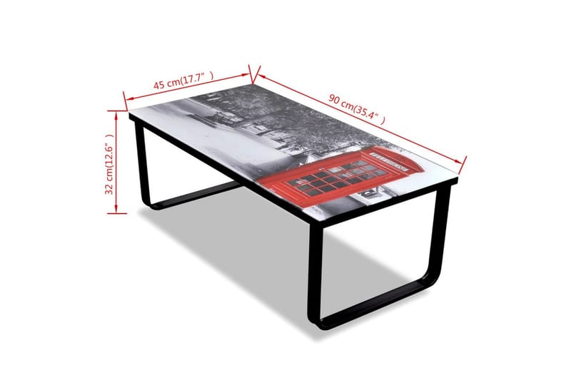 Soffbord med telefonkiosk glasskiva - Flerfärgad - Soffbord