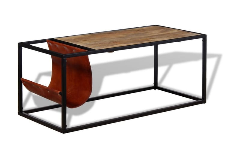 Soffbord med tidningsställ 110x50x45 cm äkta läder - Flerfärgad - Soffbord