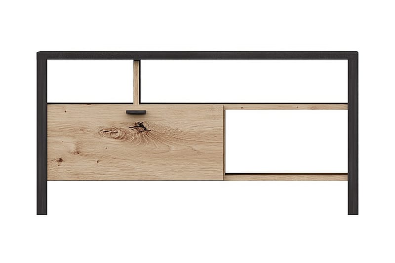 Soffbord Mihaela 95 cm med Förvaring Hyllor + Låda - Brun/Svart - Soffbord