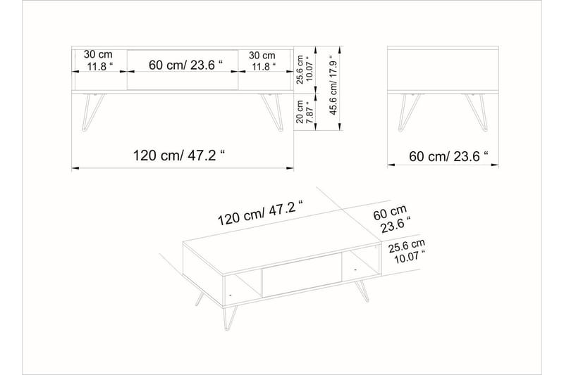 Soffbord Misticon 120 cm med Förvaring Hylla+Lucka - Svart/Valnötsbrun - Möbler - Bord & matgrupp - Soffbord