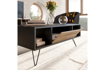 Soffbord Misticon 120 cm med Förvaring Hylla+Lucka - Svart/Valnötsbrun - Möbler - Bord & matgrupp - Soffbord