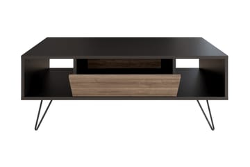 Soffbord Misticon 120 cm med Förvaring Hylla+Lucka - Svart/Valnötsbrun - Möbler - Bord & matgrupp - Soffbord