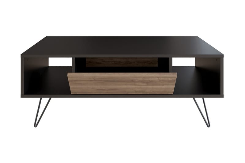 Soffbord Misticon 120 cm med Förvaring Hylla+Lucka - Svart/Valnötsbrun - Möbler - Bord & matgrupp - Soffbord