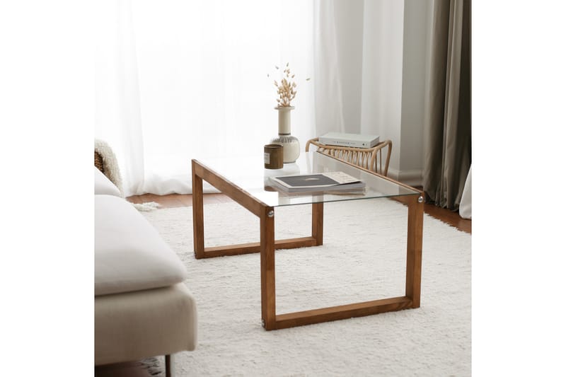 Soffbord Mockba 85 cm - Natur/Glas - Möbler - Bord & matgrupp - Soffbord