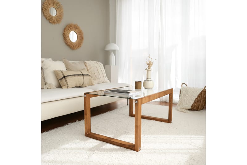 Soffbord Mockba 85 cm - Natur/Glas - Möbler - Bord & matgrupp - Soffbord