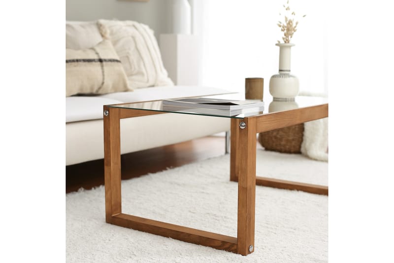 Soffbord Mockba 85 cm - Natur/Glas - Möbler - Bord & matgrupp - Soffbord