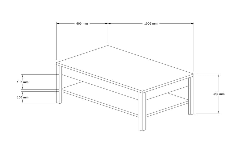 Soffbord Molide 100 cm med Förvaring Hylla - Natur/Blå/Vit - Soffbord