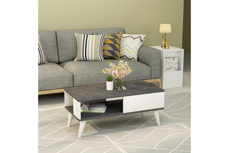 Soffbord Mumpher 90x40x90 cm - Svart/Vit - Möbler - Bord & matgrupp - Soffbord