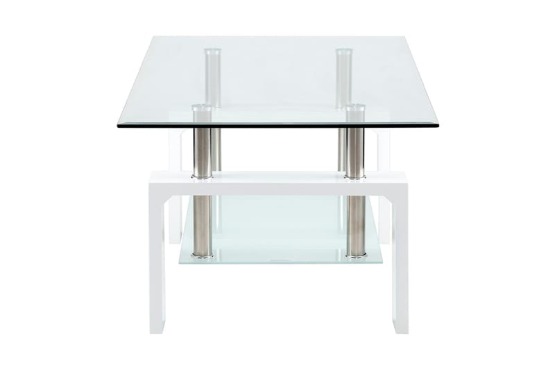 Soffbord Mycelis 110 cm med Förvaring Hylla - Glas/Vit/Krom - Soffbord med förvaring - Soffbord