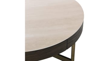 Soffbord Myrdal med Travertintopp 55 cm - Travertintopp med bronsfärgade metallben - Möbler - Bord & matgrupp - Soffbord