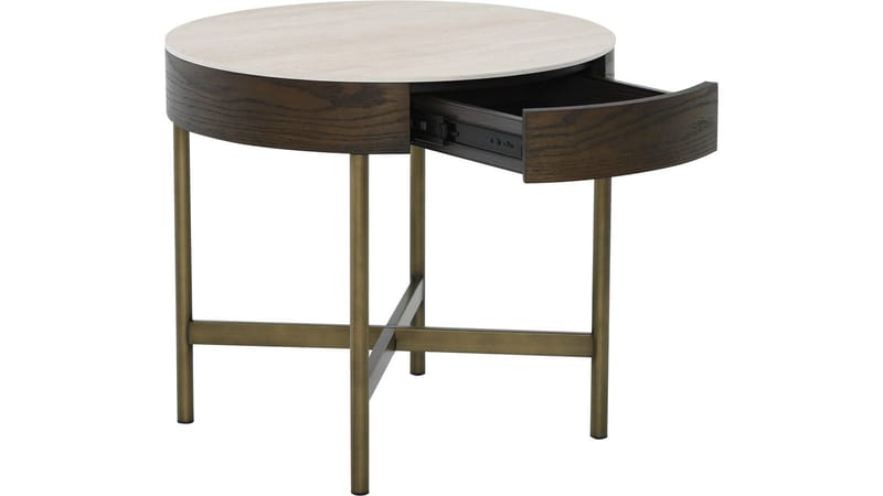 Soffbord Myrdal med Travertintopp 55 cm - Travertintopp med bronsfärgade metallben - Möbler - Bord & matgrupp - Soffbord